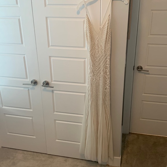 David’s Bridal DB Studio Beaded Sheath V Neck Dress - Picture 2 of 8